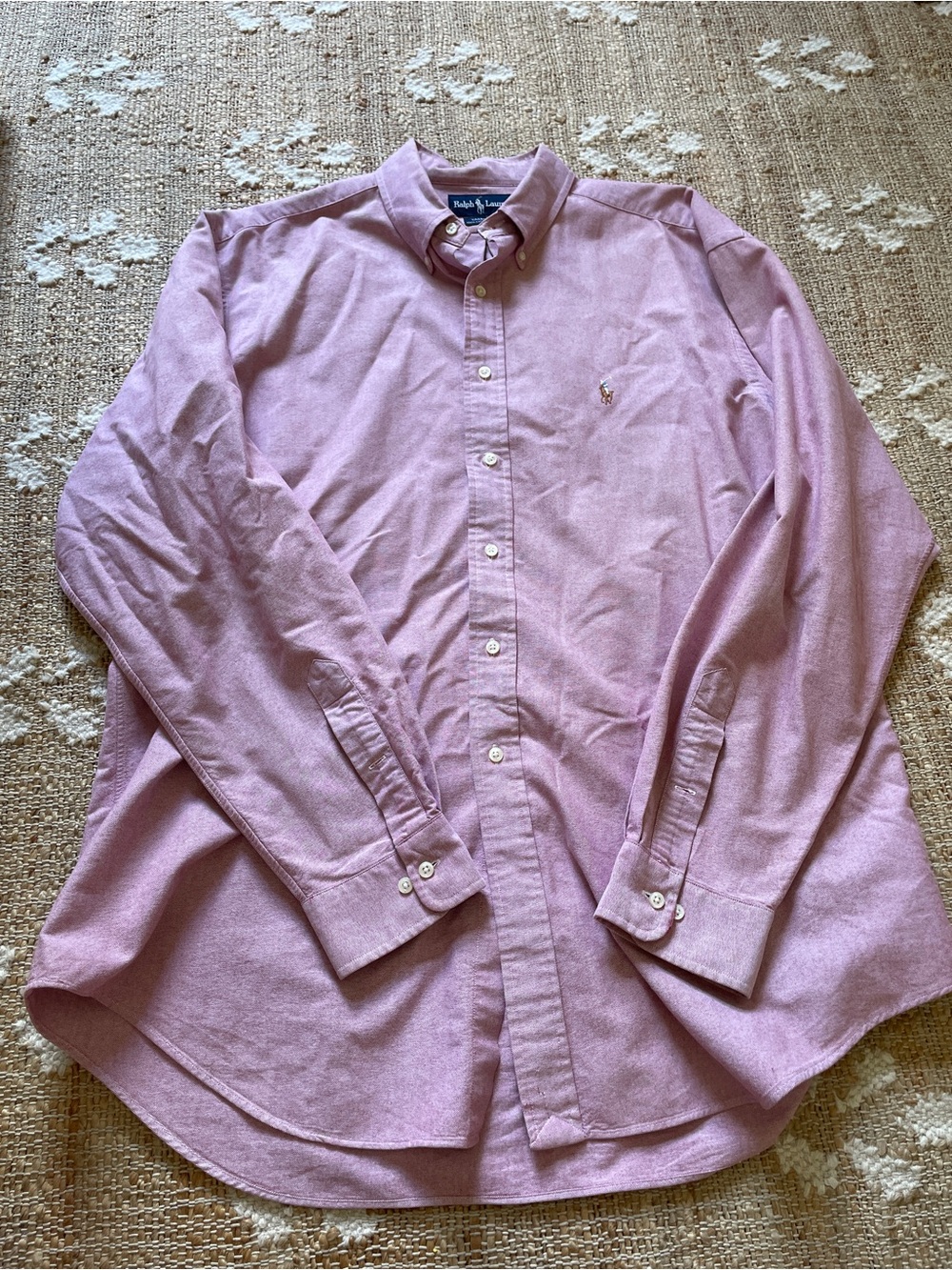 Men’s Ralph Lauren Yarmouth 100% Cotton Oxford Red/White Dress Shirt 17 36/37